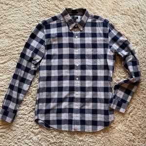 J Crew Slim Plaid Blue & Gray Oxford - Men's M